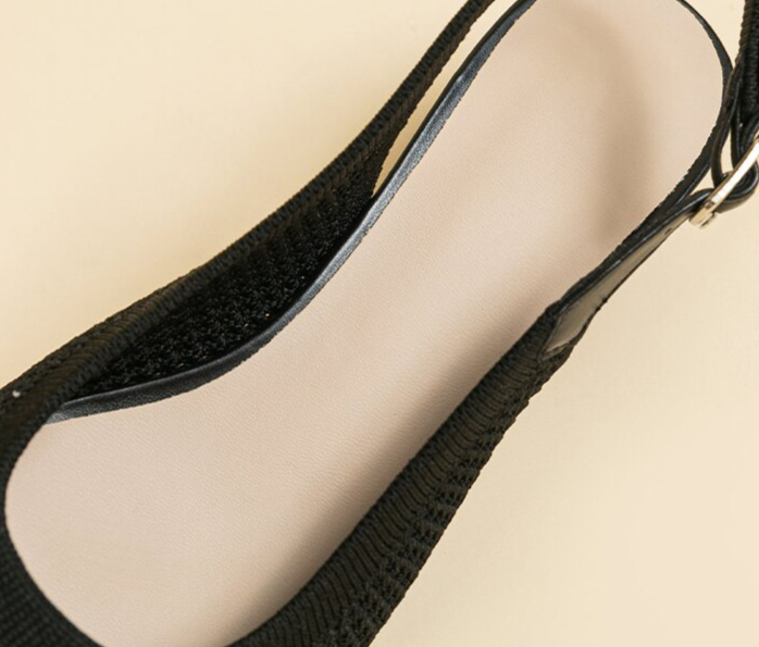 Slingback Salto Kitten Malha Tricô Confortável - Josiane