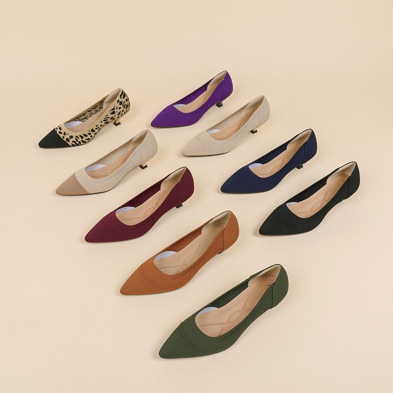 Scarpin Salto Kitten Confortável em Malha Tricô - Paola
