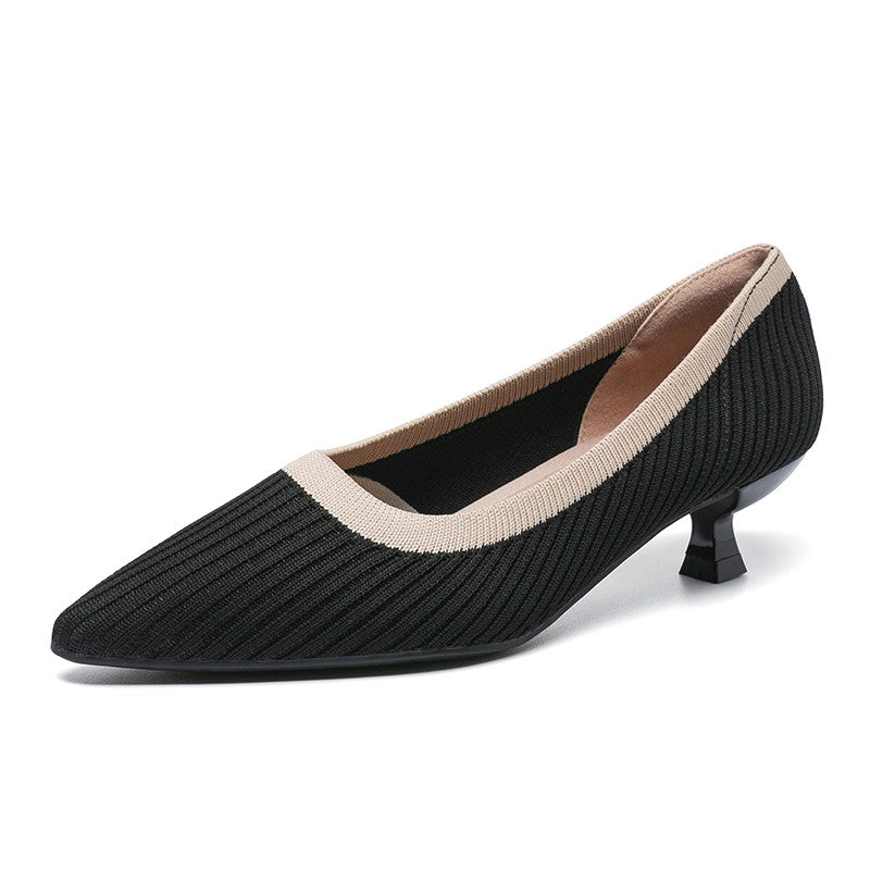 Scarpin Salto Kitten Confortável em Malha Tricô - Elara