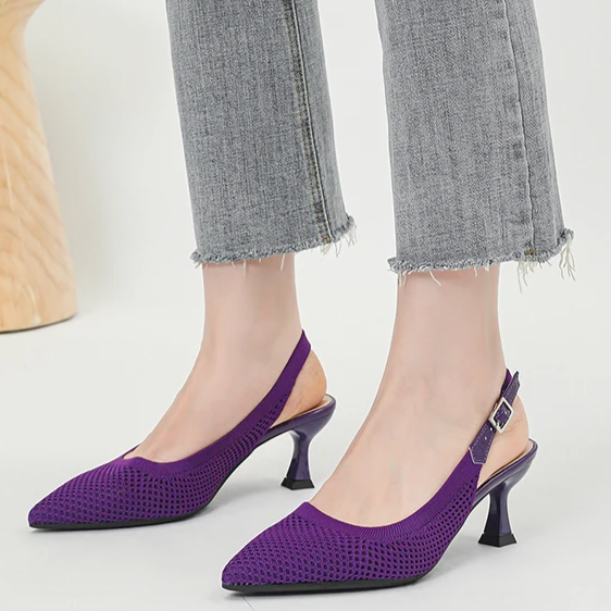 Slingback Salto Médio Malha Tricô Confortável - Zara