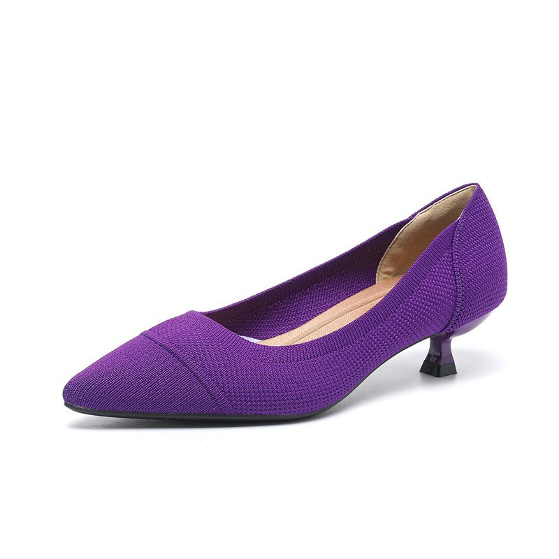 Scarpin Salto Kitten Confortável em Malha Tricô - Paola