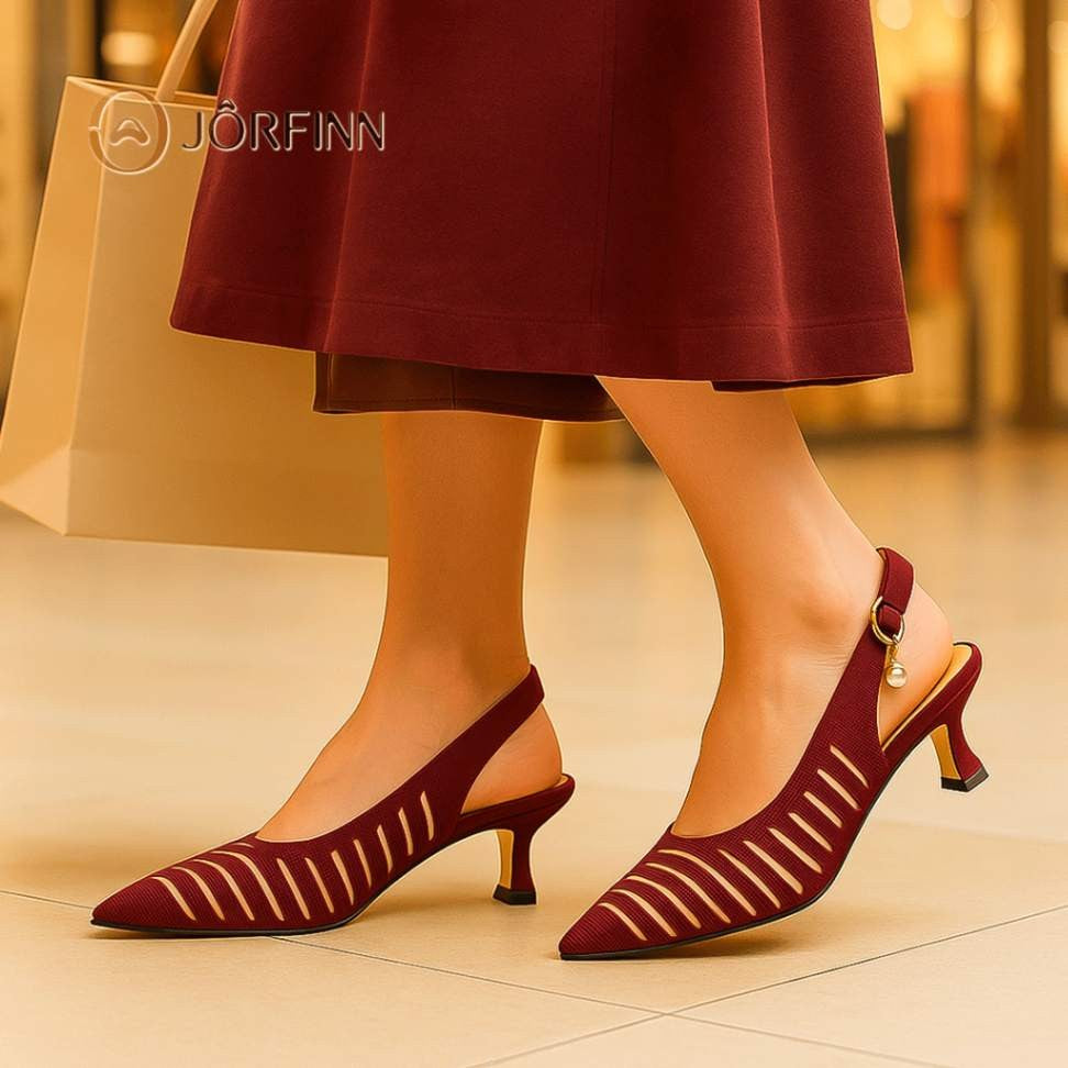 Slingback Salto Kitten Malha Tricô Confortável - Jessie