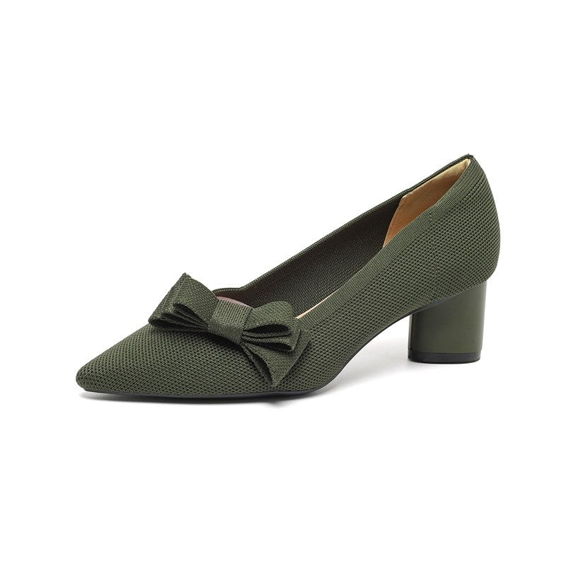 Scarpin Salto Bloco Confortável em Malha Tricô - Mabel