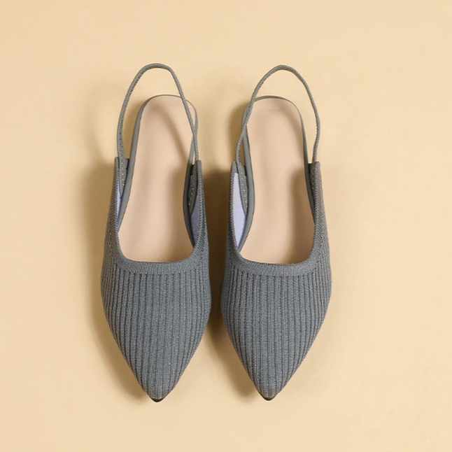 Slingback Salto Baixo Malha Tricô Confortável - Lucila