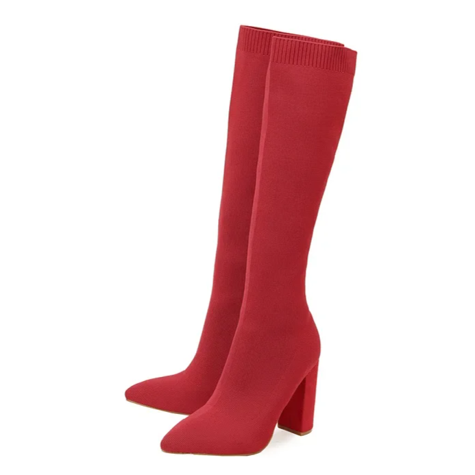 Bota de Cano Alto em Malha Tricô Confortável - Lysanne