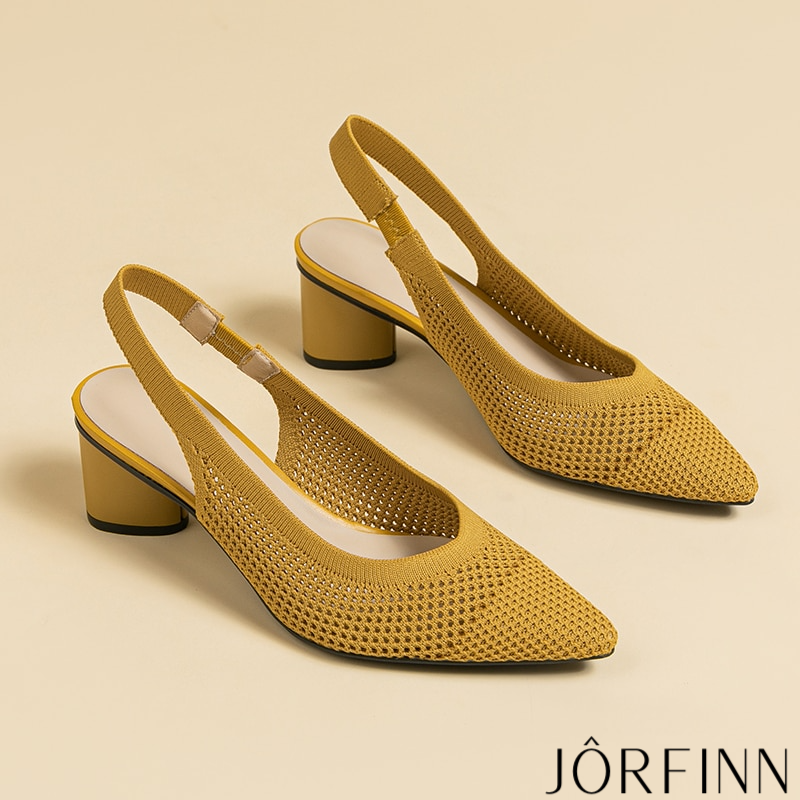 Slingback Salto Bloco Malha Tricô Confortável - Samantha