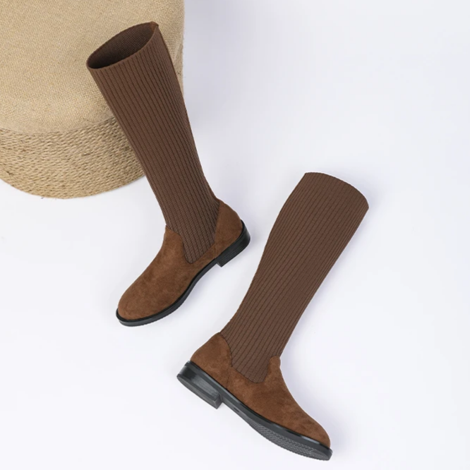 Bota Malha Tricô Confortável - Athena