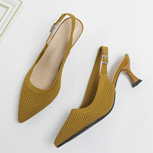 Slingback Salto Médio Malha Tricô Confortável - Zara