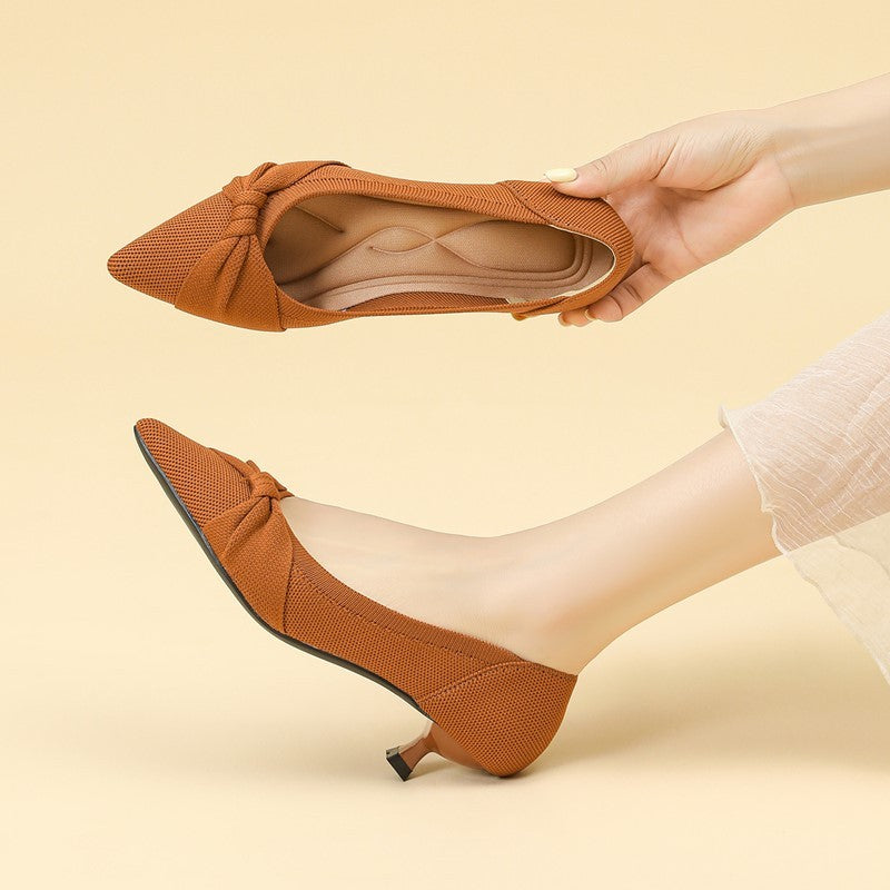 Scarpin Salto Kitten Confortável em Malha Tricô - Eloísa