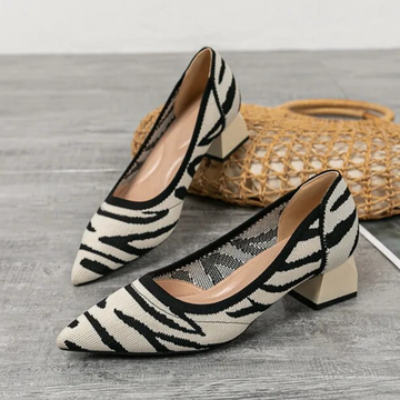 Scarpin Salto Bloco Confortável em Malha Tricô - Miley