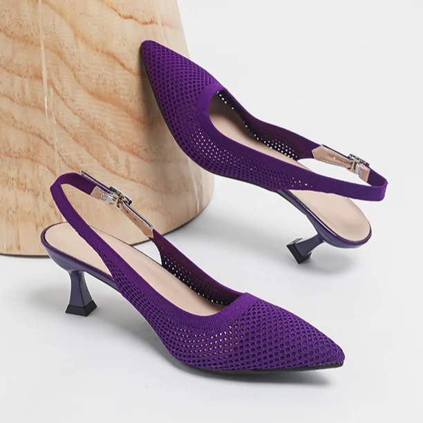 Slingback Salto Médio Malha Tricô Confortável - Zara