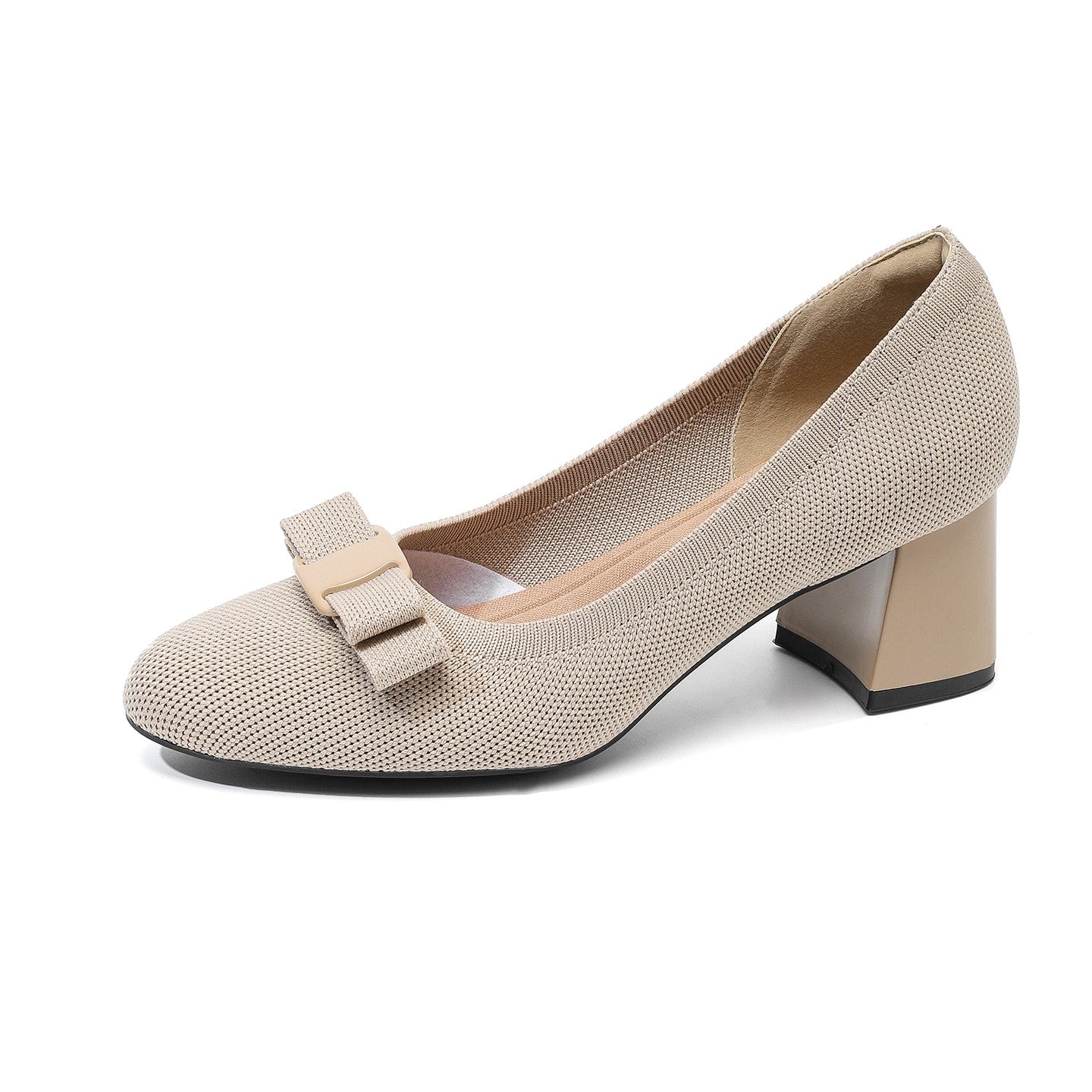 Scarpin Salto Bloco Confortável em Malha Tricô – Valerie