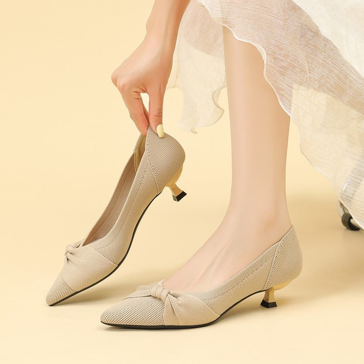 Scarpin Salto Kitten Confortável em Malha Tricô - Eloísa