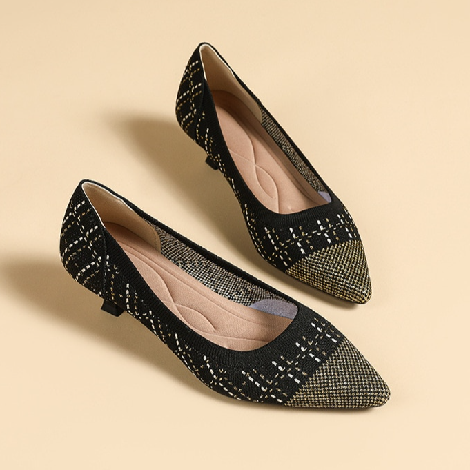 Scarpin Salto Kitten Confortável em Malha Tricô -  Aurora