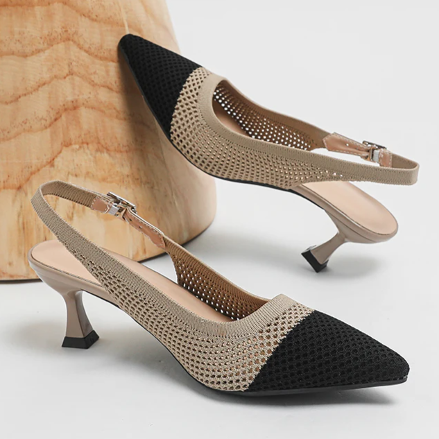 Slingback Salto Médio Malha Tricô Confortável - Zara