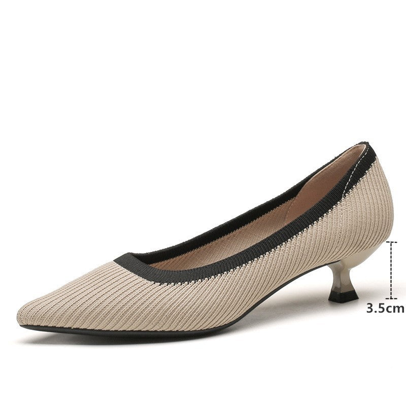 Scarpin Salto Kitten Confortável em Malha Tricô - Elara