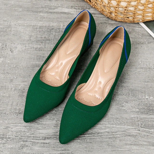 Scarpin Salto Bloco Confortável em Malha Tricô - Lola