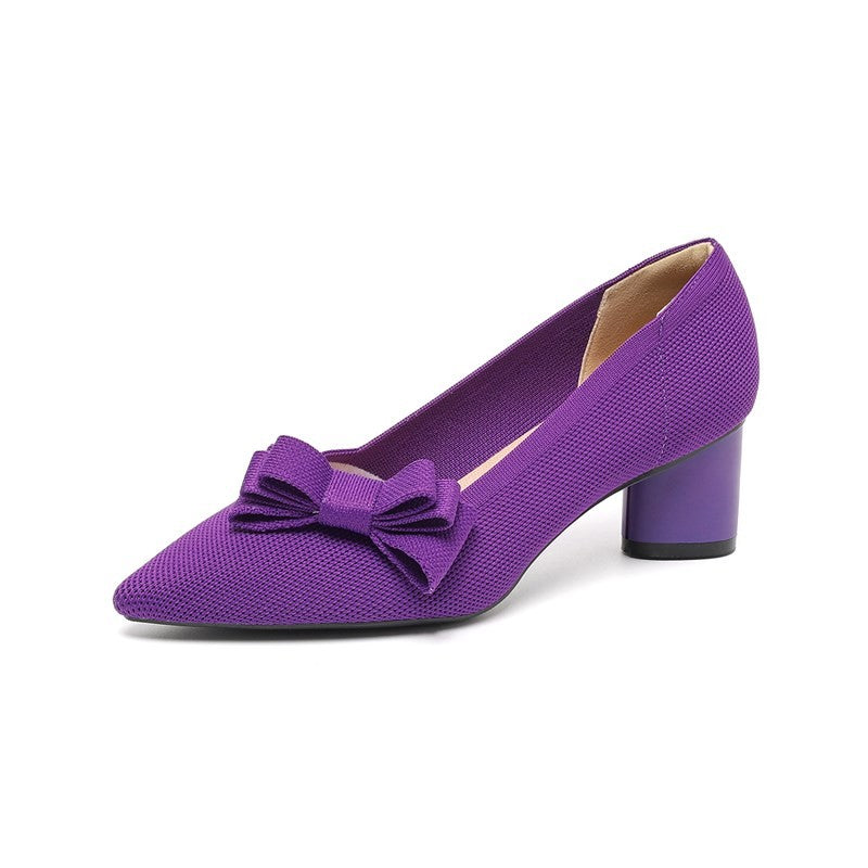 Scarpin Salto Bloco Confortável em Malha Tricô - Mabel