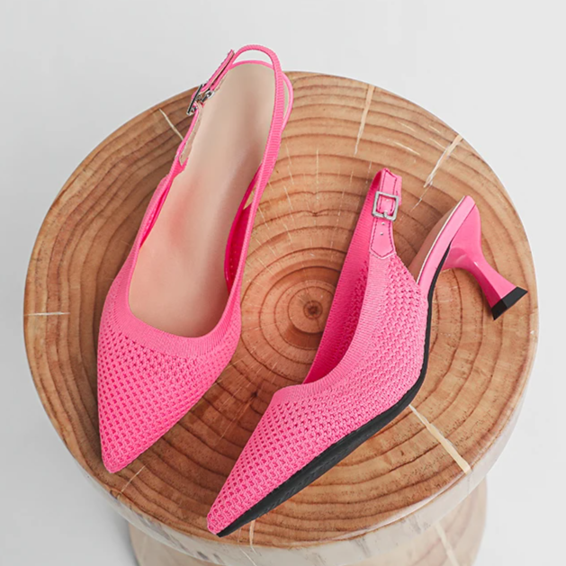 Slingback Salto Médio Malha Tricô Confortável - Zara