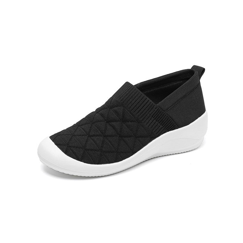 Sapato Slip-On Anabela em Malha Tricô Acolchoada - Sibel