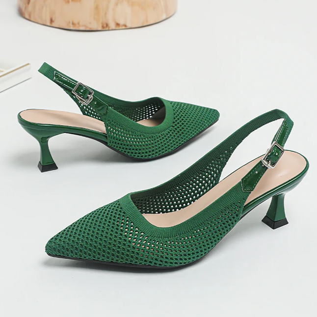Slingback Salto Médio Malha Tricô Confortável - Zara