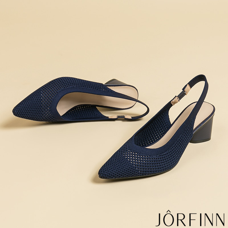 Slingback Salto Bloco Malha Tricô Confortável - Samantha