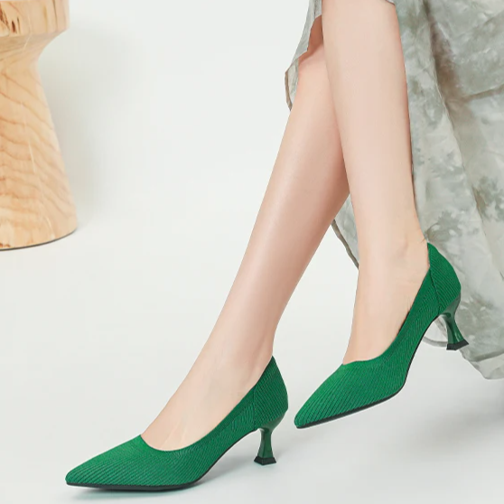 Scarpin Salto Médio Confortável em Malha Tricô - Clara