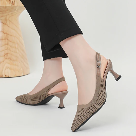 Slingback Salto Médio Malha Tricô Confortável - Zara