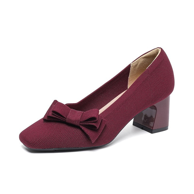 Scarpin Salto Bloco Confortável em Malha Tricô - Soren