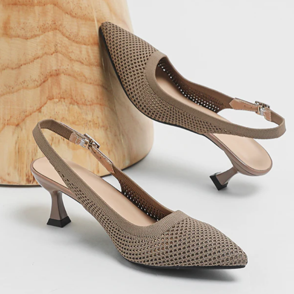 Slingback Salto Médio Malha Tricô Confortável - Zara
