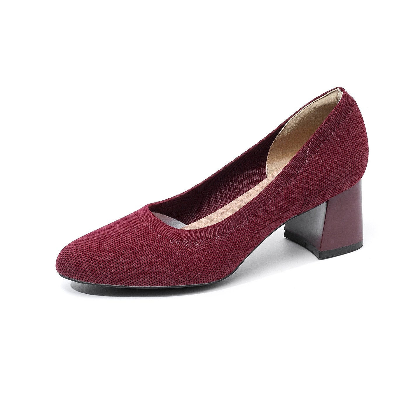 Scarpin Salto Bloco em Malha Tricô Confortável – Dominique