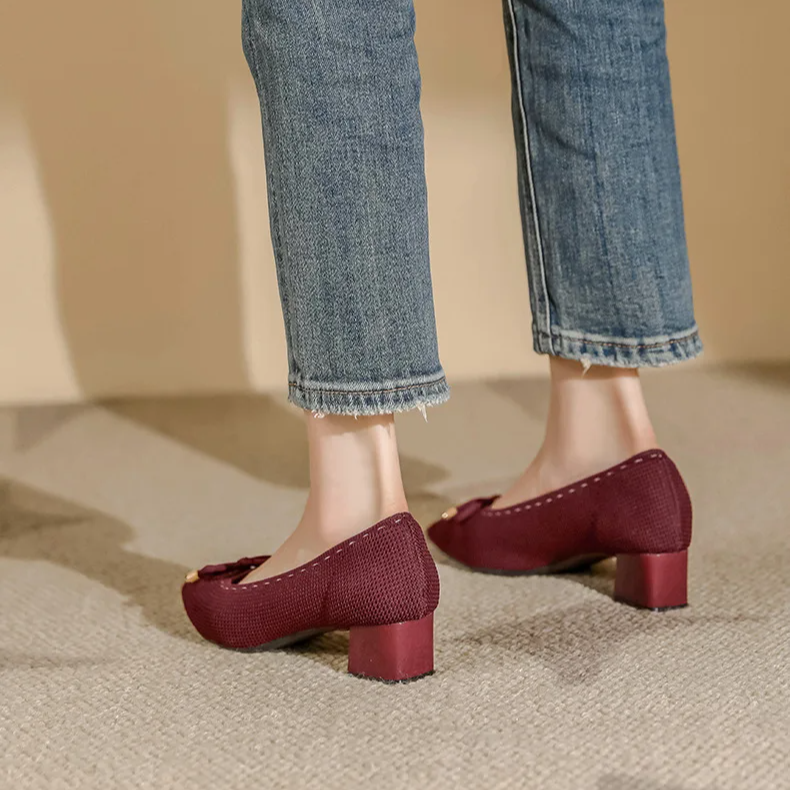 Scarpin Salto Bloco Confortável em Malha Tricô - Darda