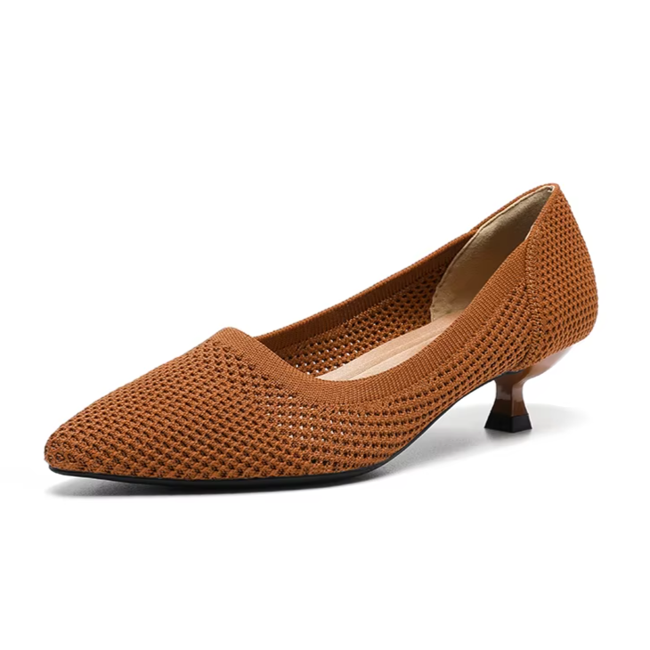 Scarpin Salto Kitten Confortável em Malha Tricô - Leandra