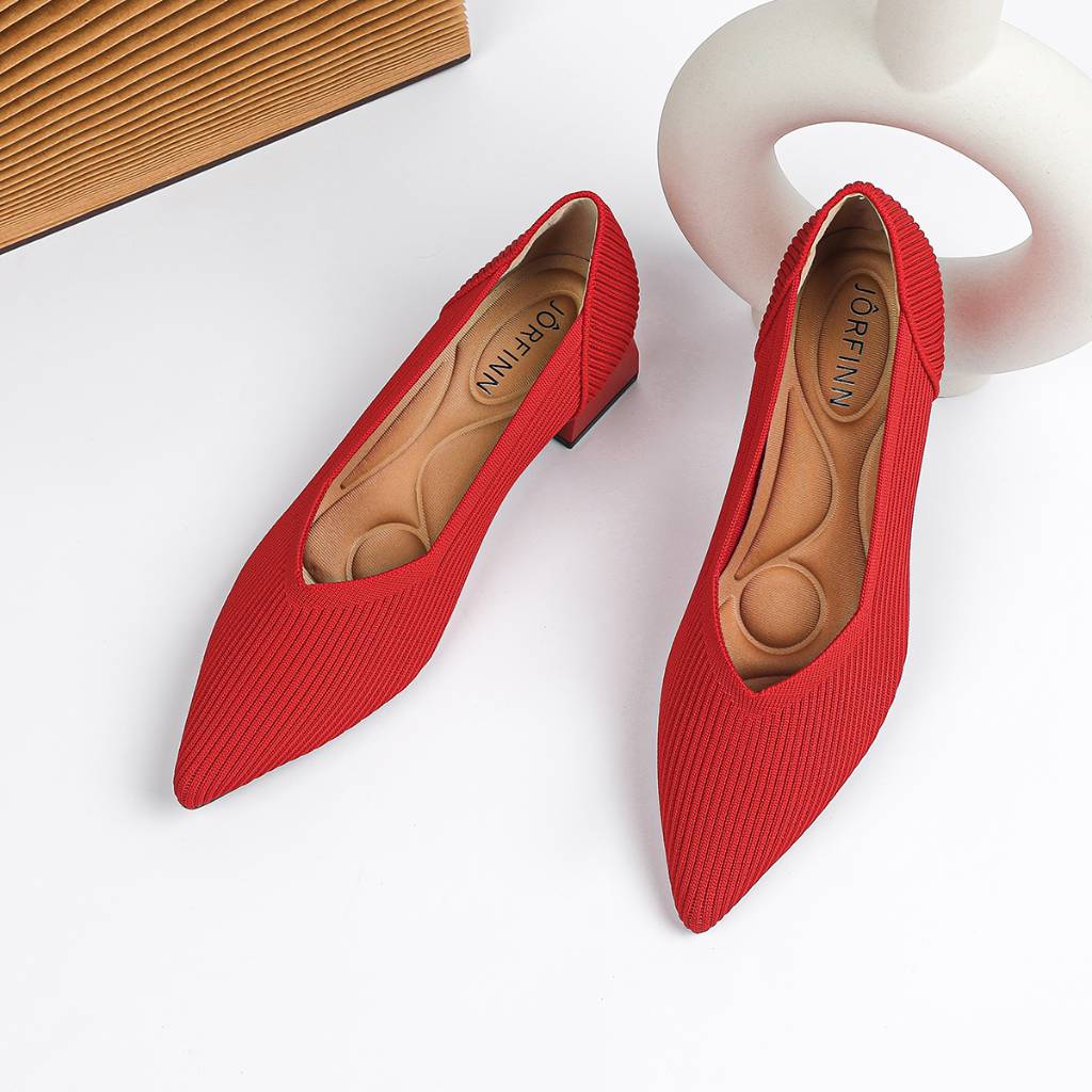 Scarpin Salto Bloco Confortável em Malha Tricô - Scarlett