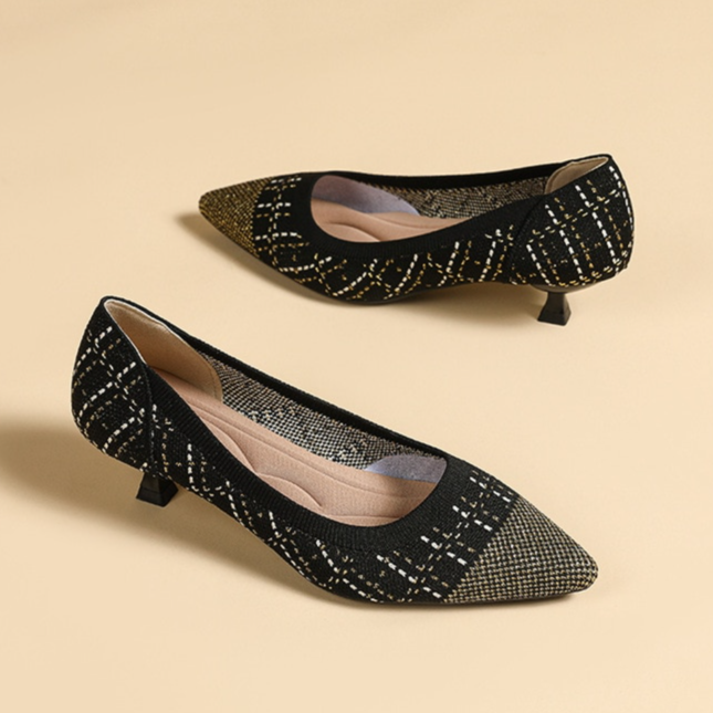Scarpin Salto Kitten Confortável em Malha Tricô -  Aurora
