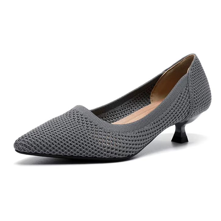 Scarpin Salto Kitten Confortável em Malha Tricô - Leandra