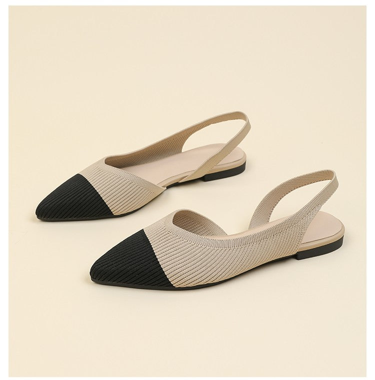 Slingback Salto Baixo Confortável em Malha Tricô  - Serena