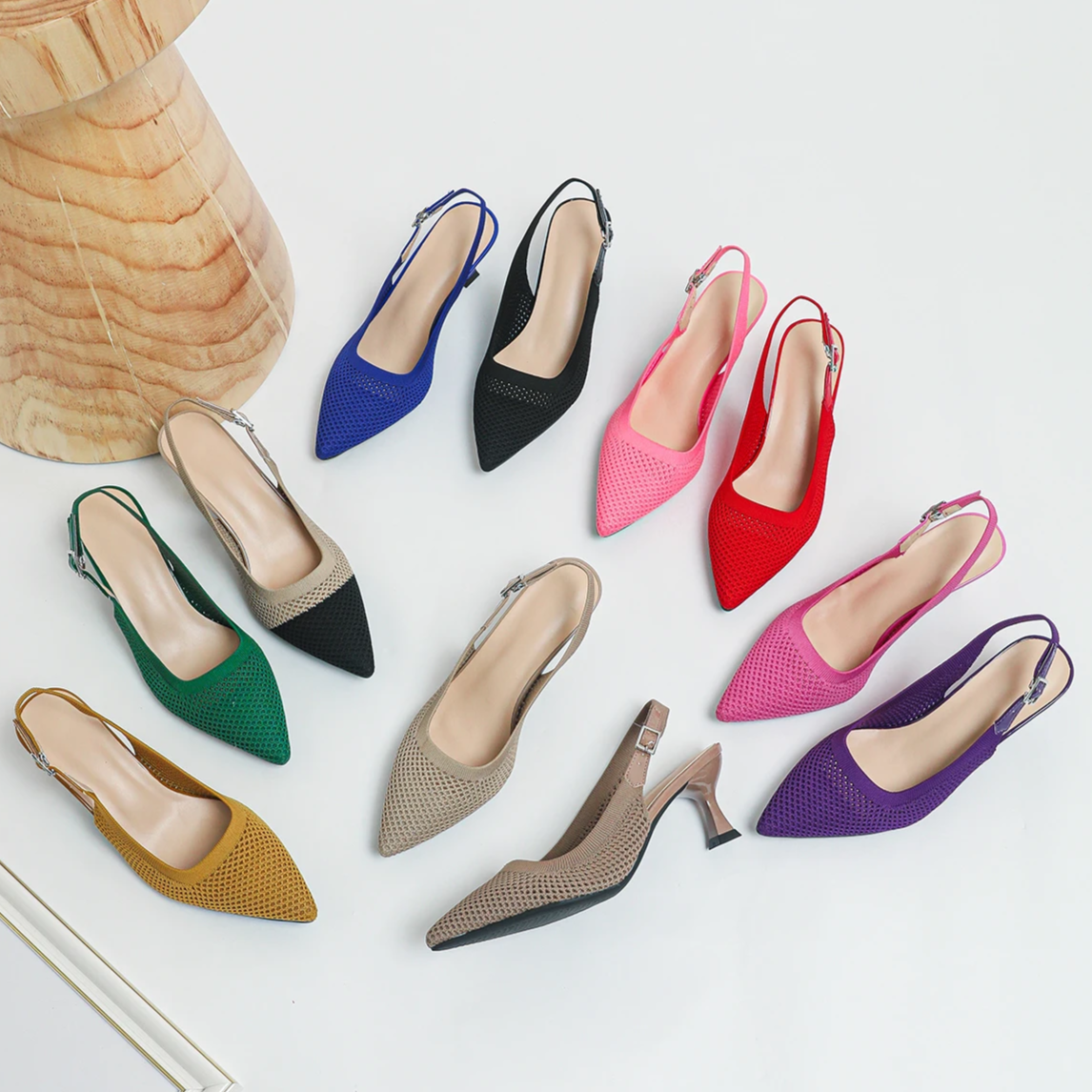 Slingback Salto Médio Malha Tricô Confortável - Zara
