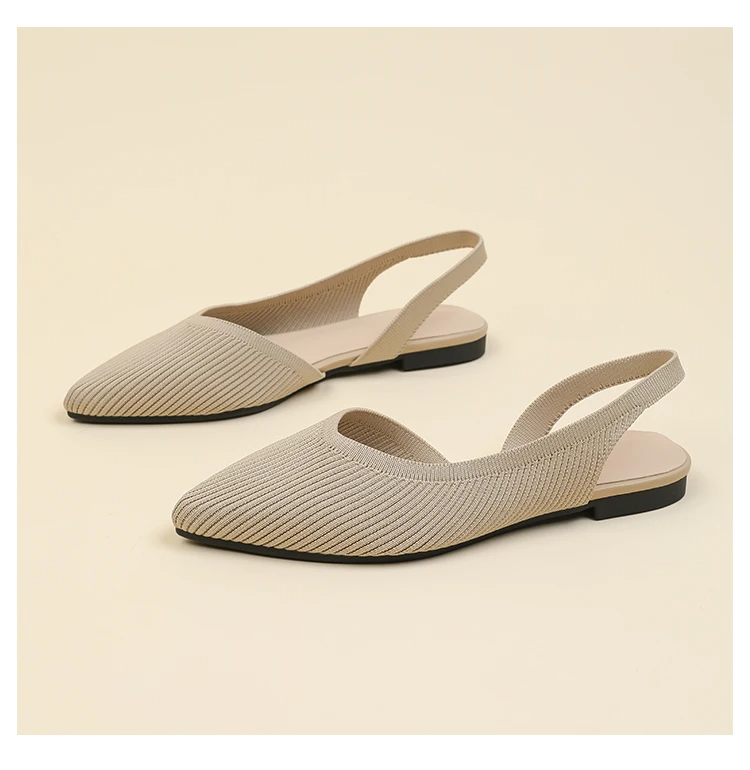 Slingback Salto Baixo Confortável em Malha Tricô  - Serena