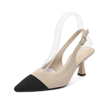 Slingback Salto Kitten Malha Tricô Confortável - Mirabel