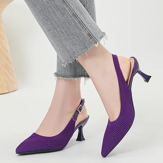 Slingback Salto Médio Malha Tricô Confortável - Zara