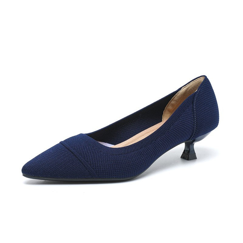 Scarpin Salto Kitten Confortável em Malha Tricô - Paola
