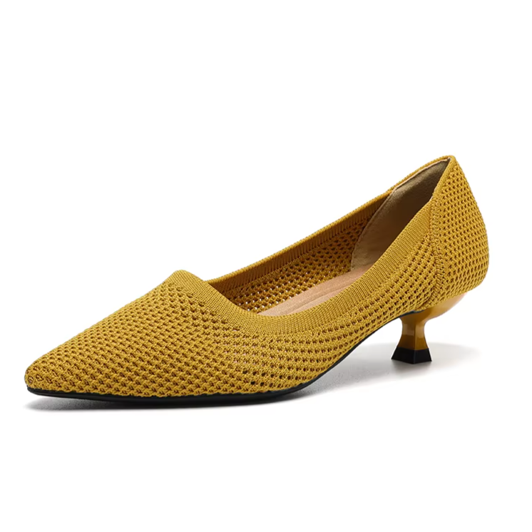 Scarpin Salto Kitten Confortável em Malha Tricô - Leandra