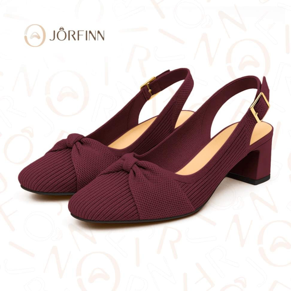 Slingback Salto Bloco Malha Tricô Confortável - Angelita