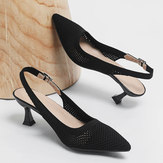 Slingback Salto Médio Malha Tricô Confortável - Zara