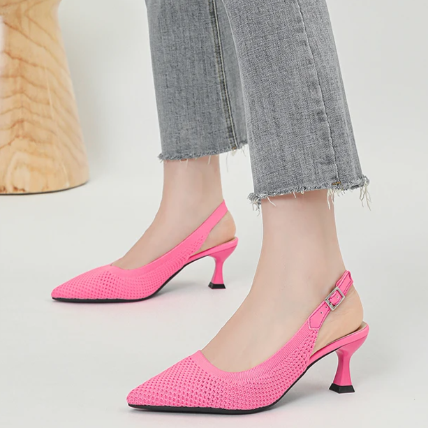 Slingback Salto Médio Malha Tricô Confortável - Zara