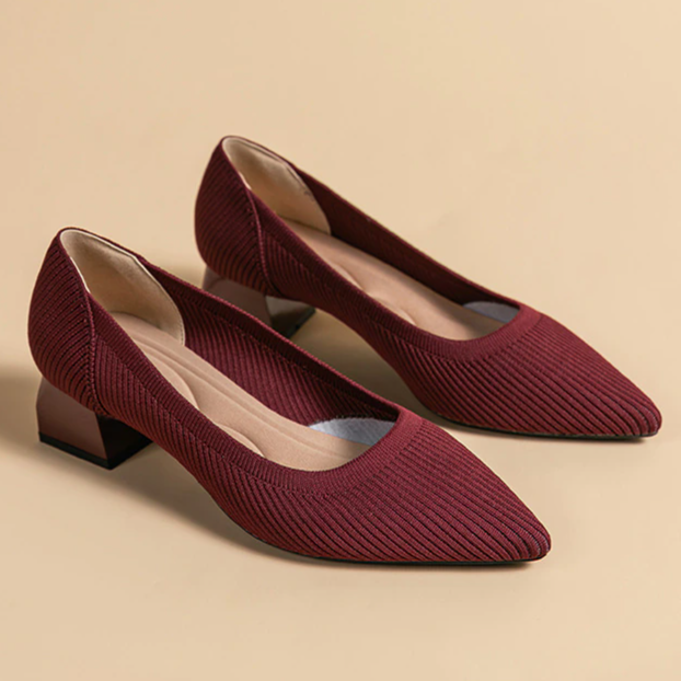 Scarpin Salto Bloco Confortável em Malha Tricô - Agnes