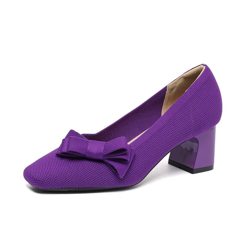 Scarpin Salto Bloco Confortável em Malha Tricô - Soren