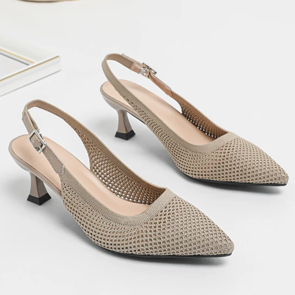 Slingback Salto Médio Malha Tricô Confortável - Zara