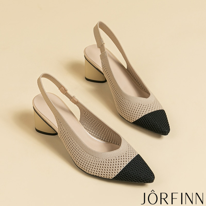 Slingback Salto Bloco Malha Tricô Confortável - Samantha